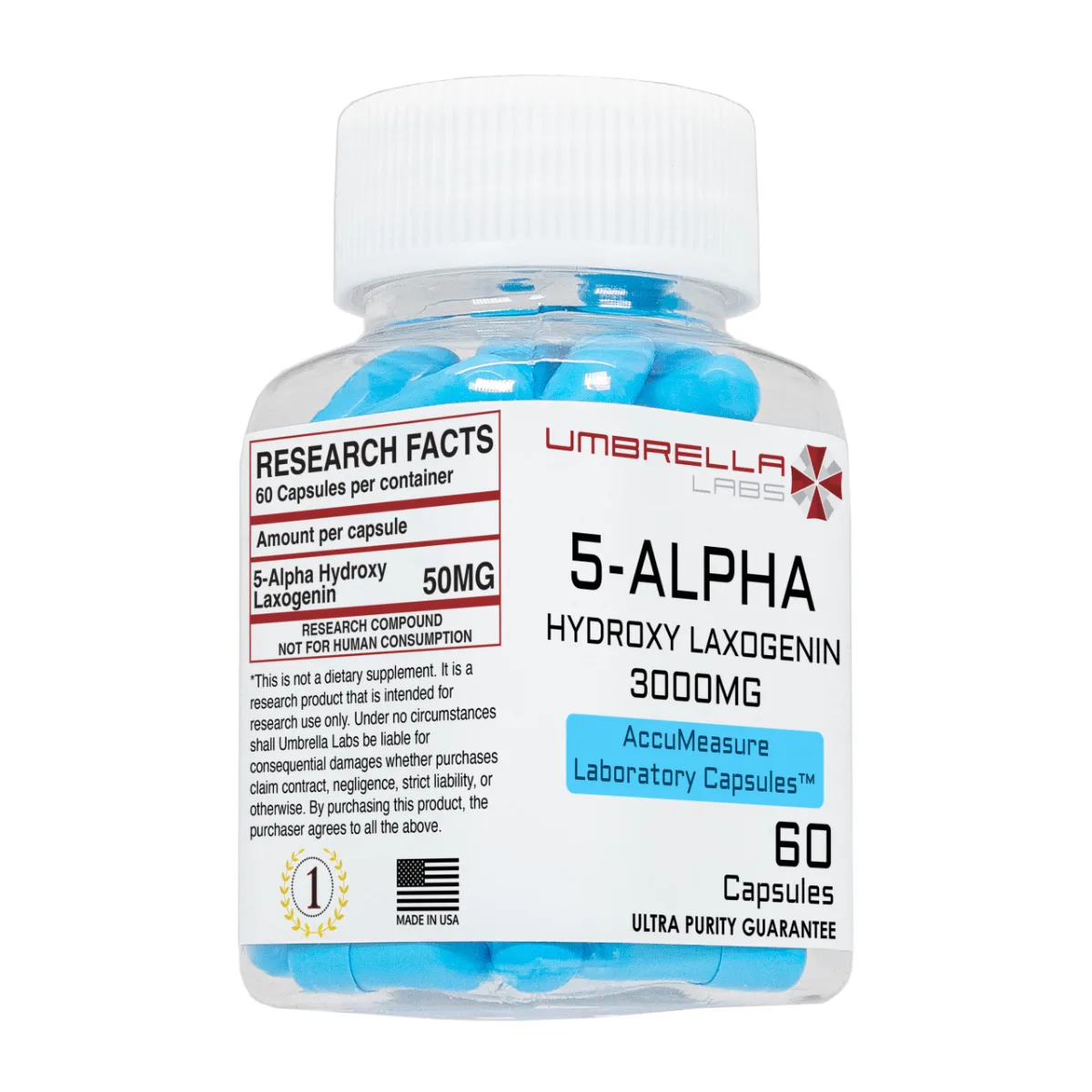5-alpha-hydroxy laxogenin capsules, 60 x 50mg 2 5-alpha-hydroxy laxogenin capsules from Umbrella Labs, view 2