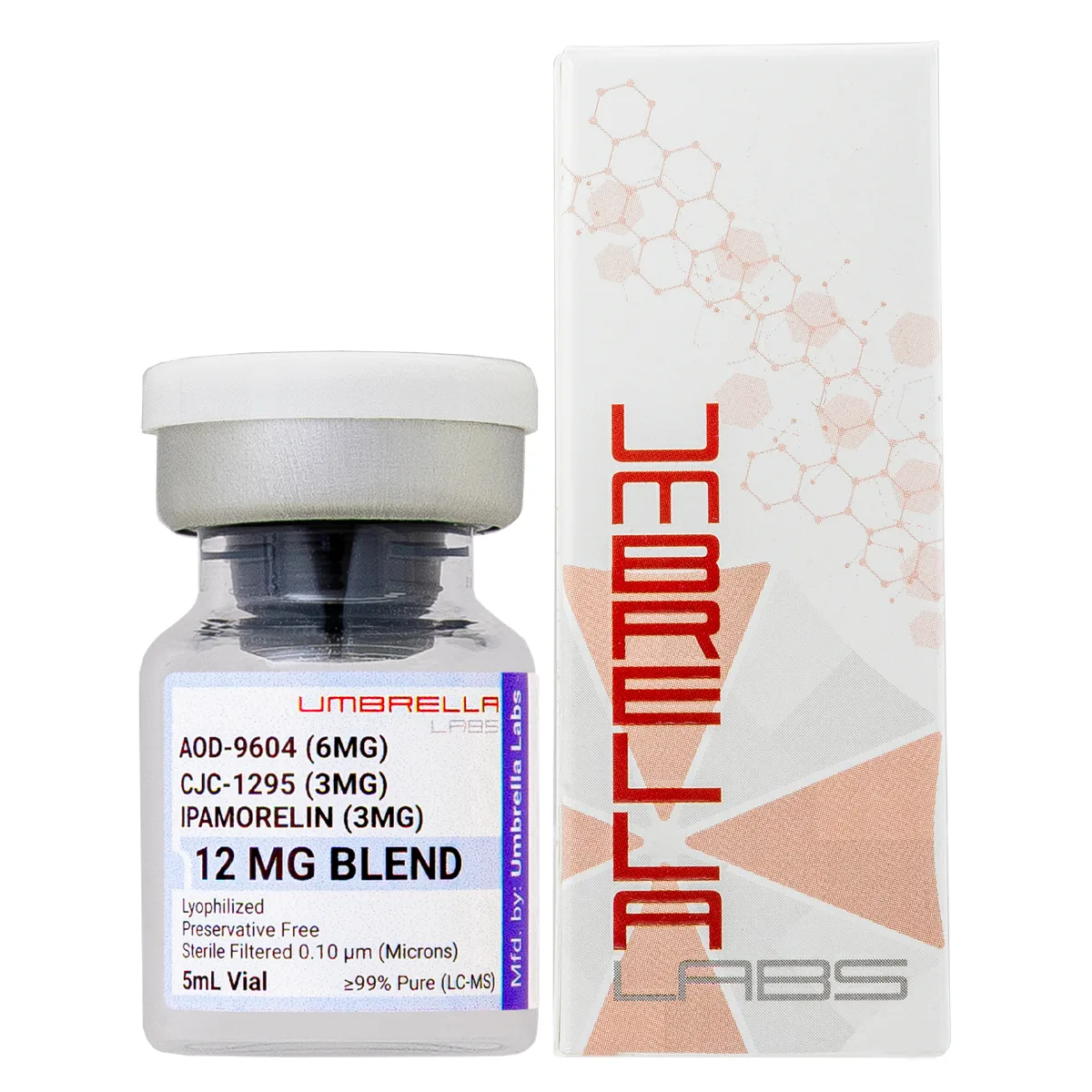 AOD-9604, CJC-1295 and ipamorelin blend, 12mg 1 AOD-9604 CJC-1295 and ipamorelin peptide blend from Umbrella Labs