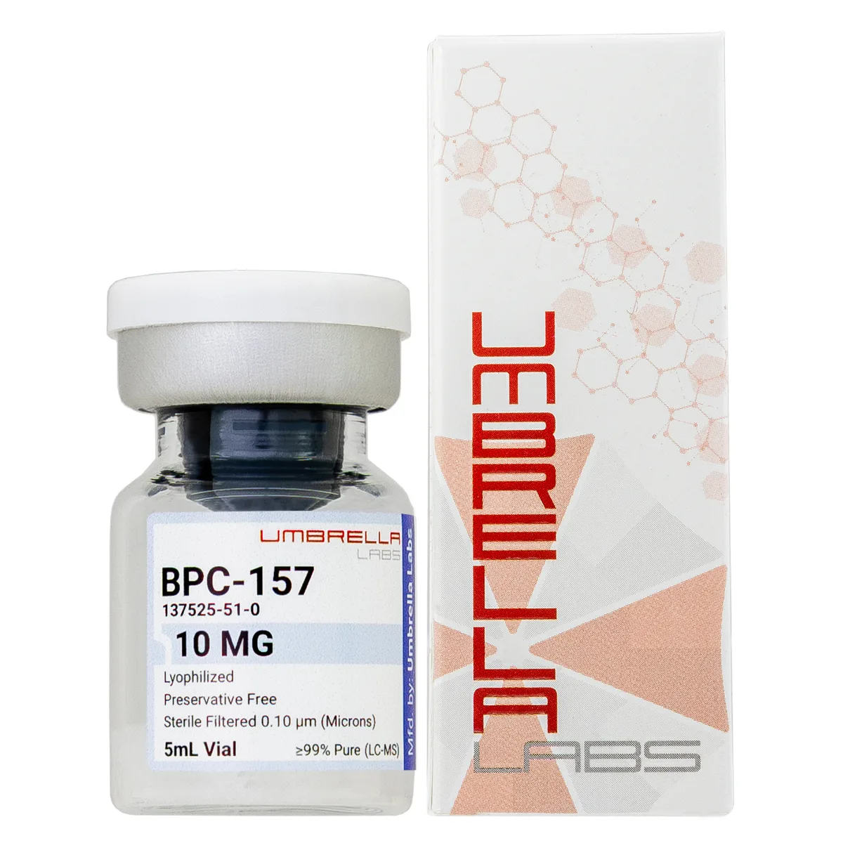 BPC-157 peptide vial 2 BPC-157 peptide vial from Umbrella Labs, view 2