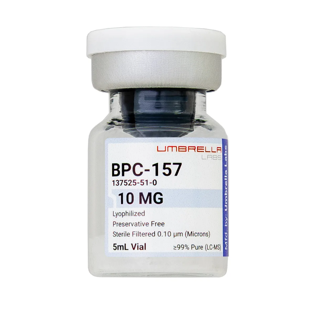 BPC-157 peptide vial 3 BPC-157 peptide vial from Umbrella Labs, view 3