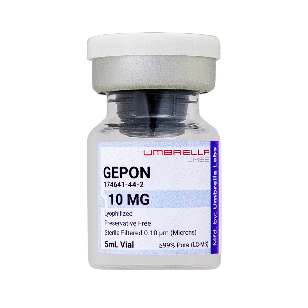Gepon peptide vial, 10mg 2 Gepon peptide vial from Umbrella Labs, view 2