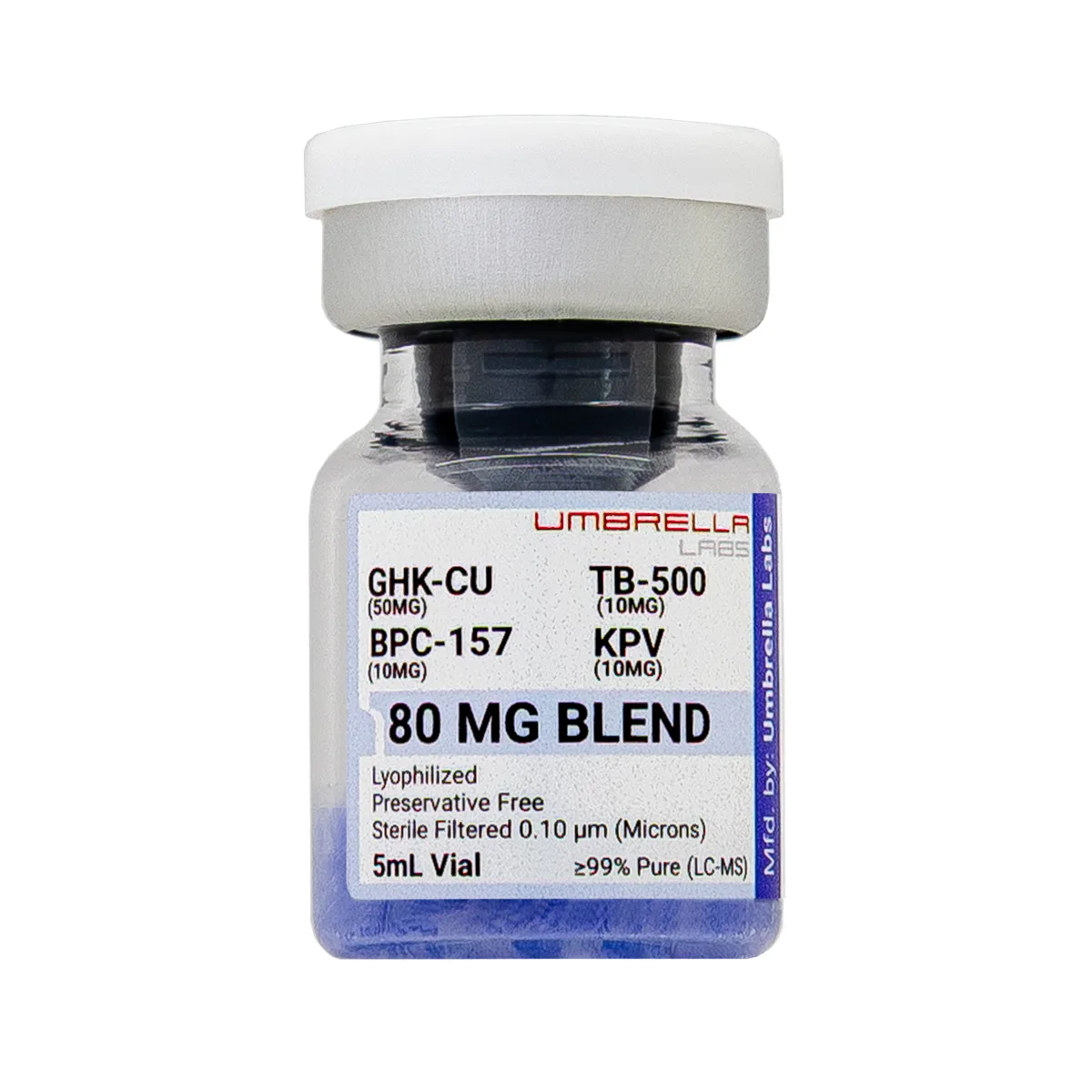 GHK-Cu, TB-500, BPC-157 and KPV blend, 80mg 2 GHK-Cu, TB-500, BPC-157 and KPV peptide blend from Umbrella Labs, view 2