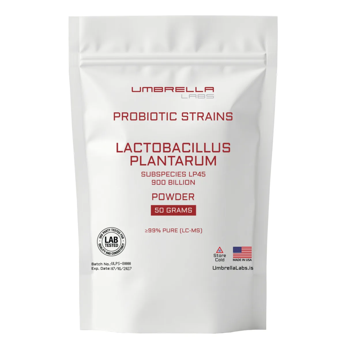 Lactobacillus plantarum LP45 probiotic powder, 900 billion CFU 1 Lactobacillus plantarum LP45 probiotic powder from Umbrella Labs