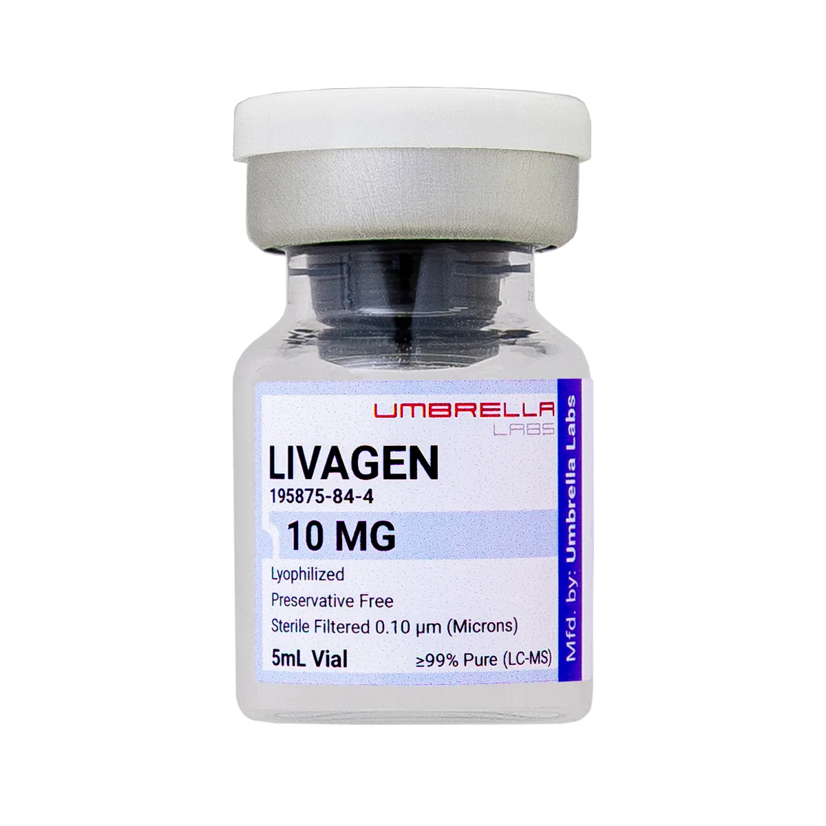 Livagen peptide vial, 10mg 2 Livagen peptide vial from Umbrella Labs, view 2