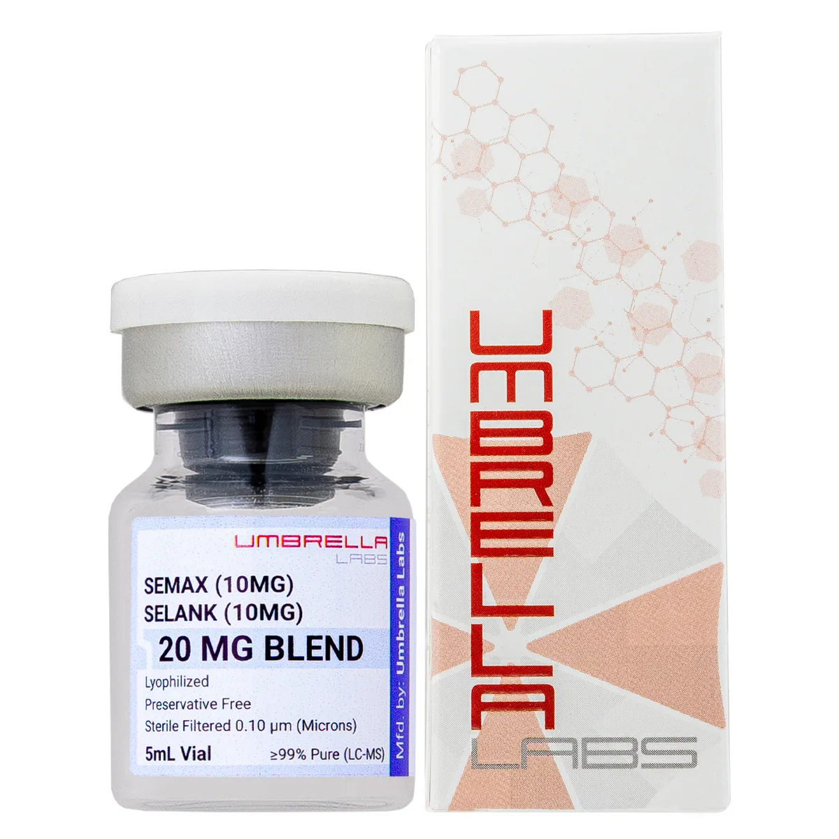 Selank and Semax blend, 20mg 1 Selank and Semax peptide blend from Umbrella Labs