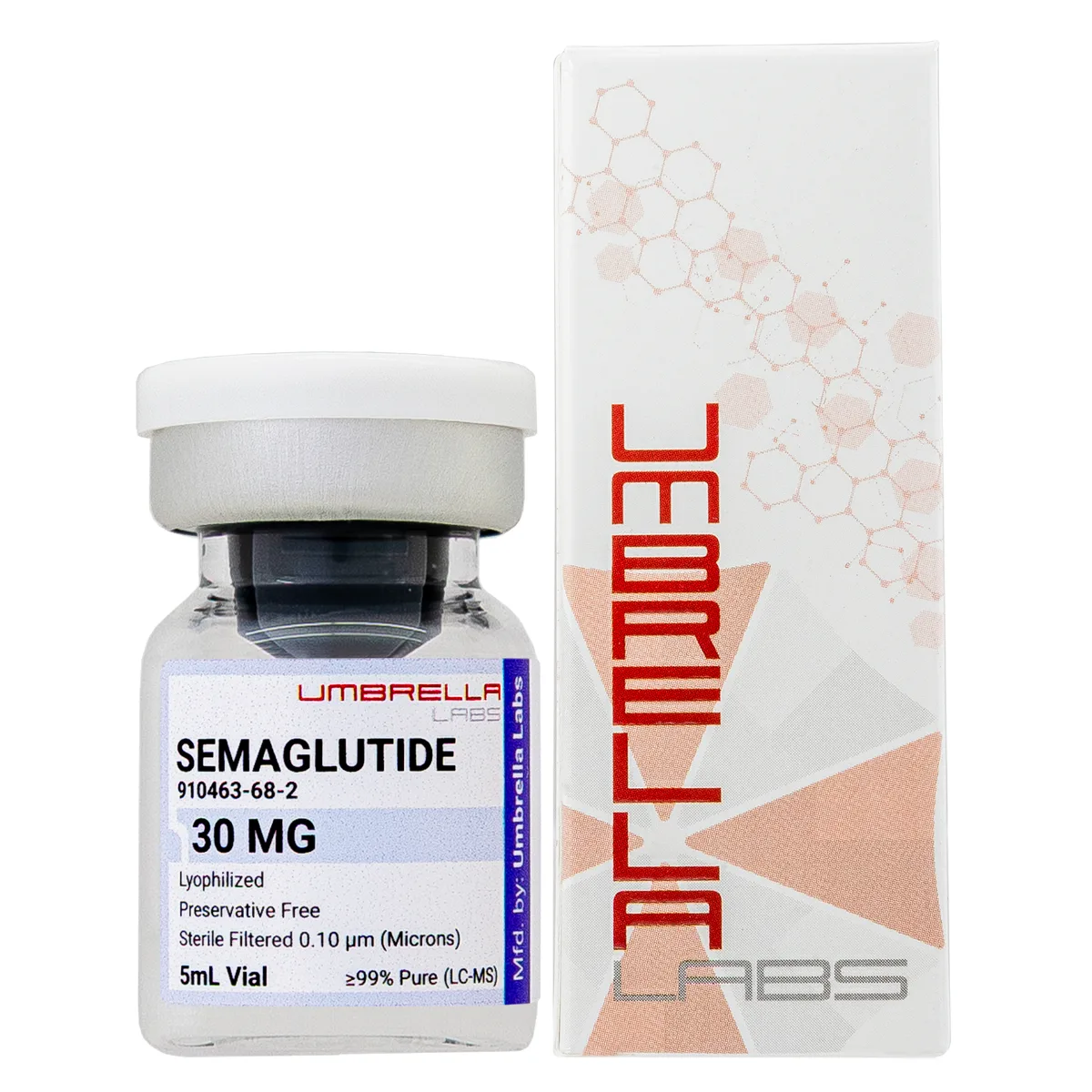 Semaglutide peptide vial 2 Semaglutide peptide vial from Umbrella Labs, view 2